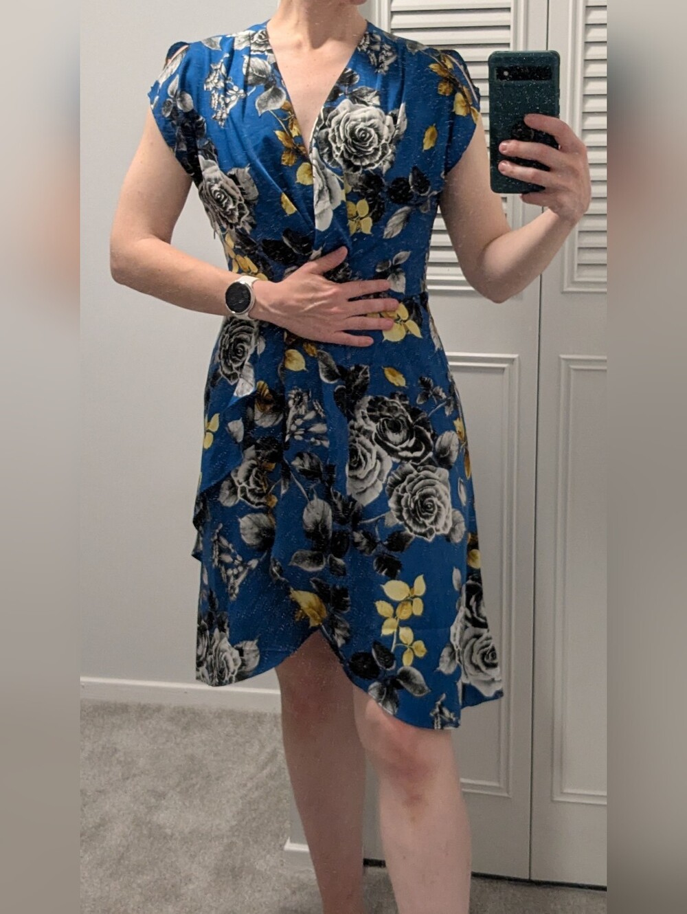 Blue Floral Wrap Dress